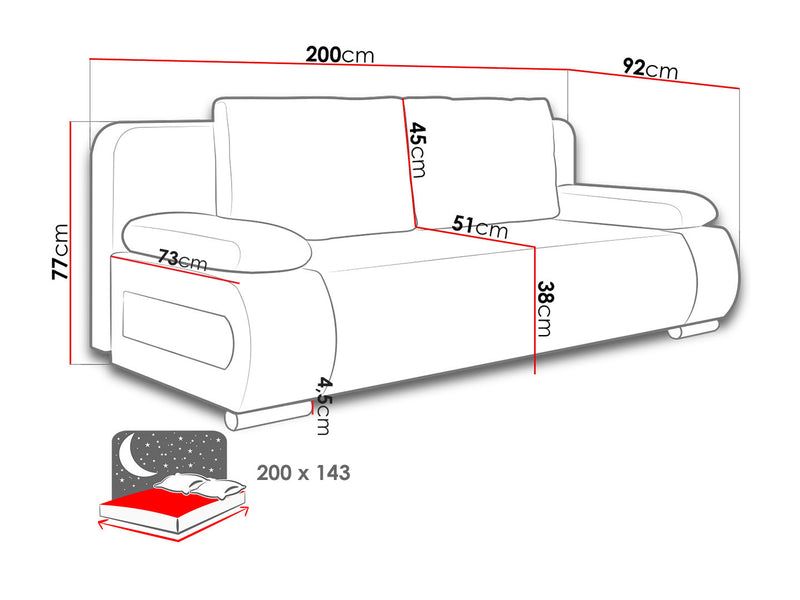 Dimenzije - Sofa Emma