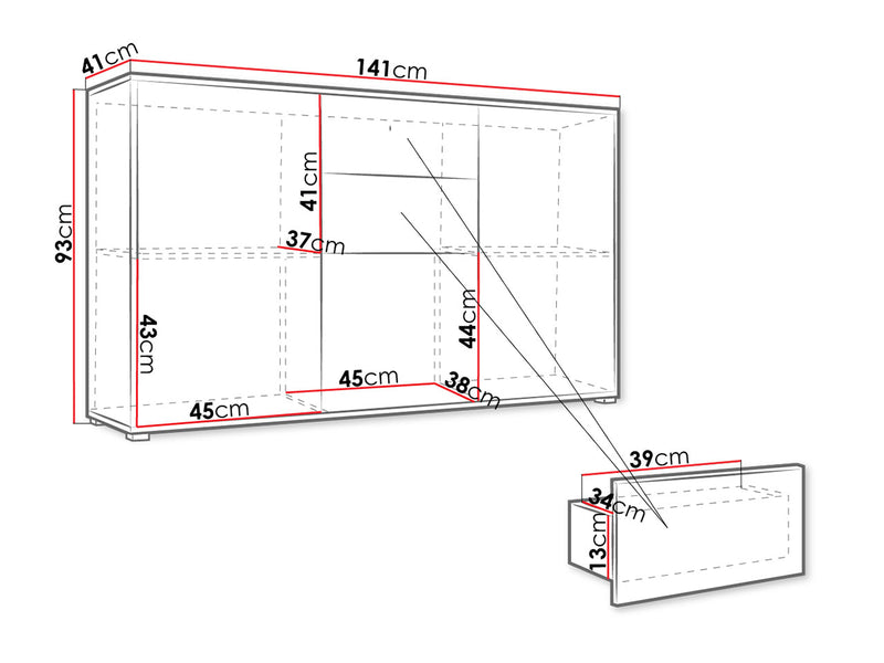 Dimenzije - Komoda Gesita K3D2SZ