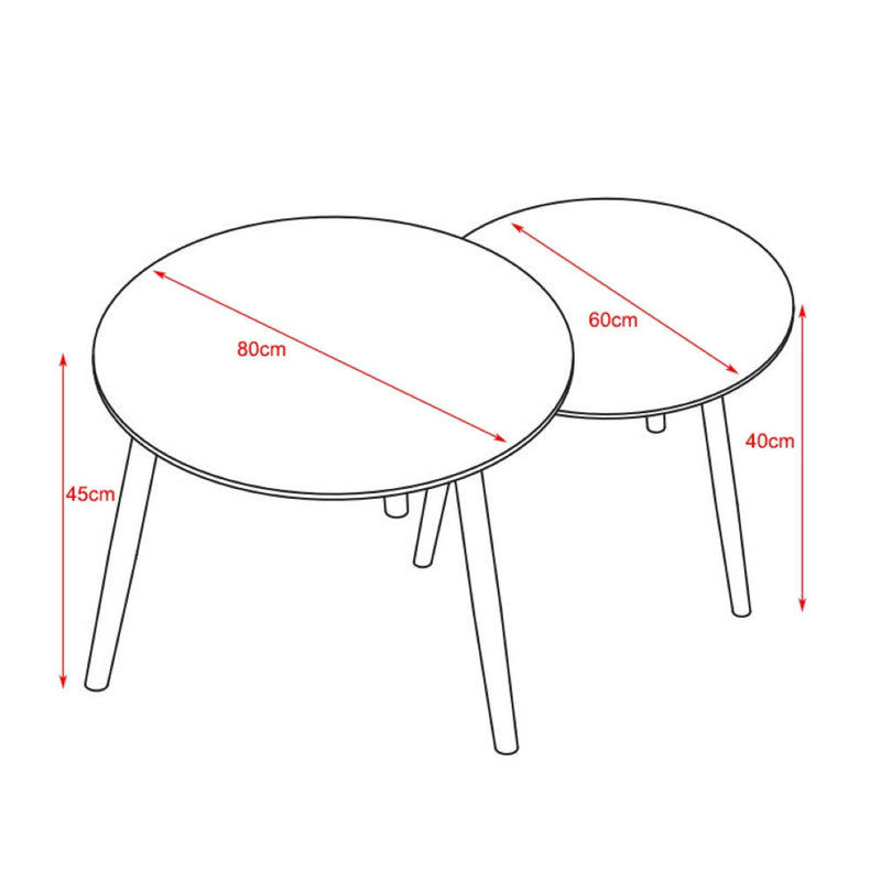 Dimenzije - Set stolića za kavu Gemini 1