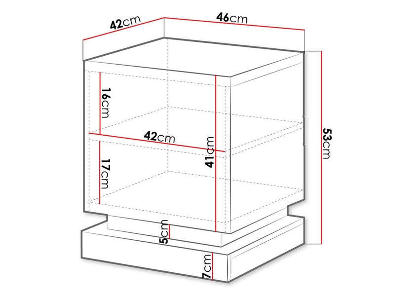 Dimenzije - Set noćnih ormarića Qiu