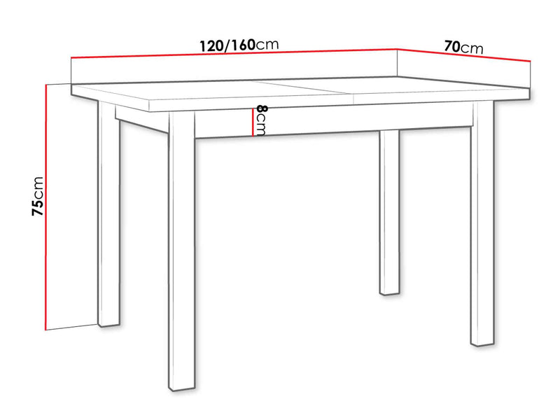 Dimenzije - Stol Max X