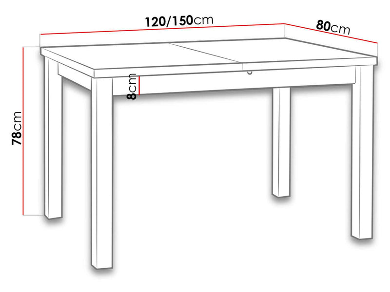 Dimenzije - Stol Max V