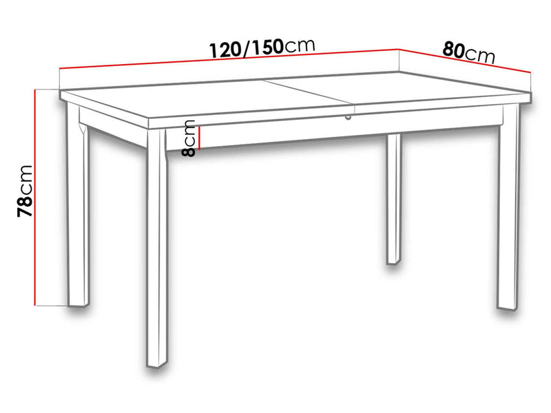 Dimenzije - Stol Max V P