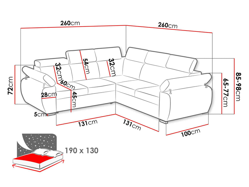 Dimenzije - Kutna garnitura Boston Maxi
