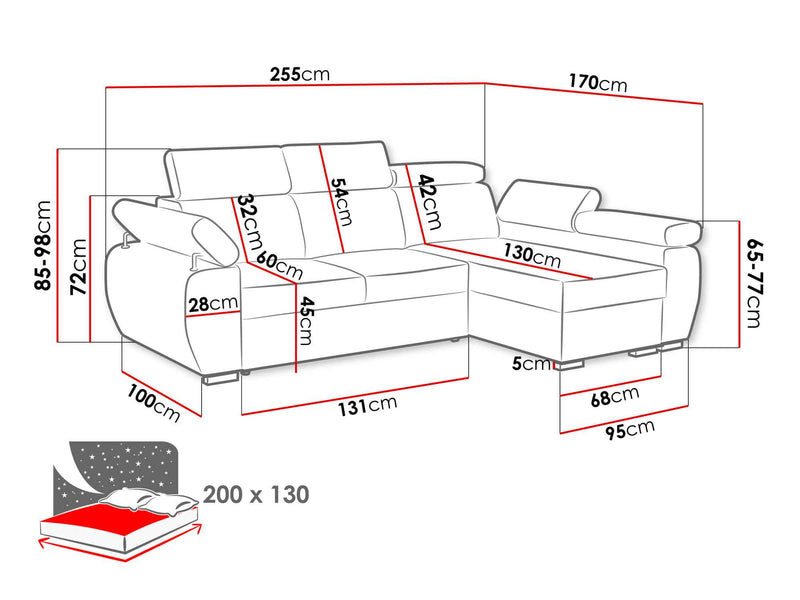 Dimenzije - Kutna garnitura Boston Mini Premium