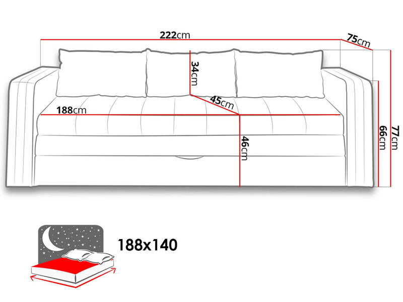 Dimenzije - Sofa Euforia D