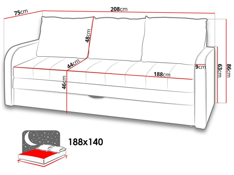 Dimenzije - Sofa Lido