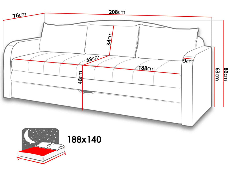 Dimenzije - Sofa Tenus