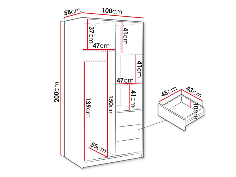 Dimenzije - Ormar Bali LUX D2