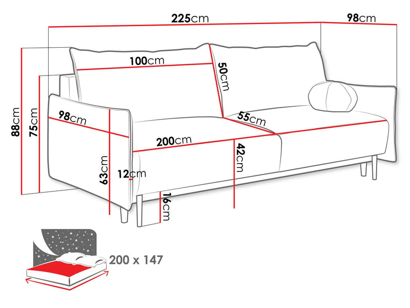 Dimenzije - Sofa Dalia