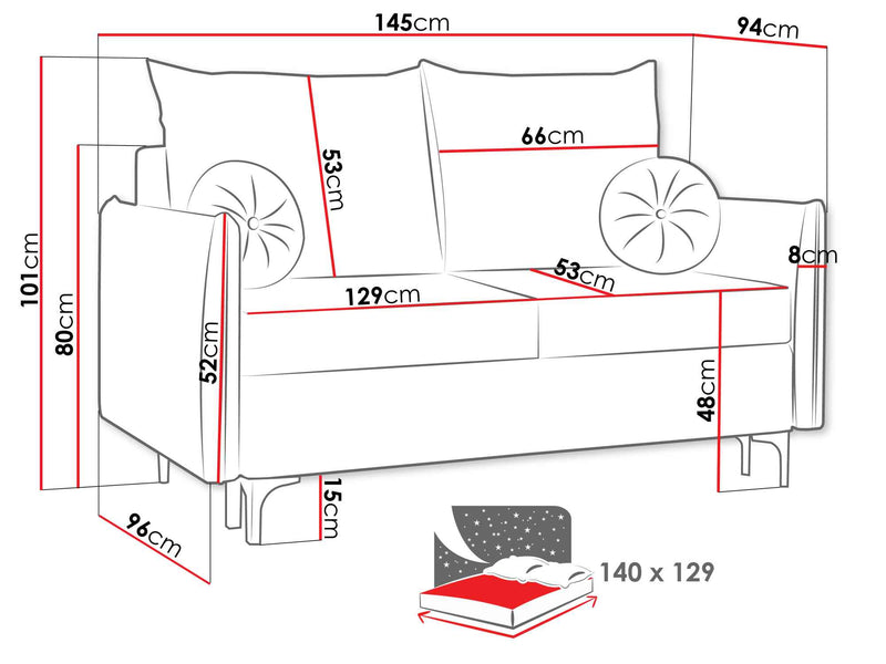 Dimenzije - Sofa Leon Small