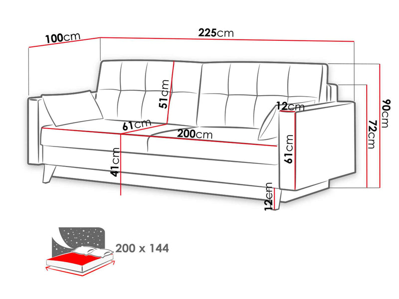 Dimenzije - Sofa Marina