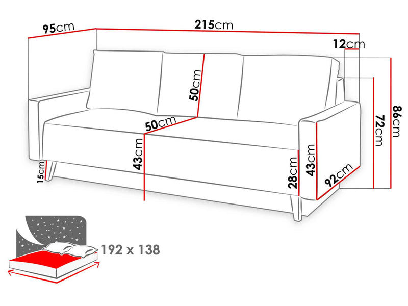 Dimenzije - Sofa Memone