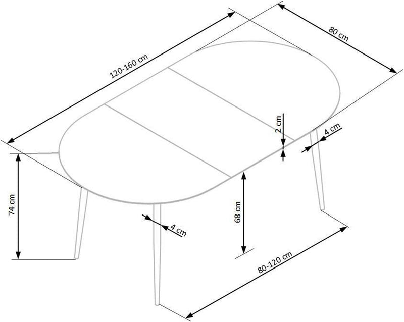 Dimenzije - Stol Colorado