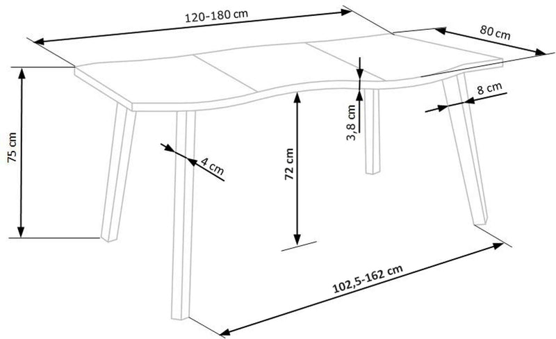 Dimenzije - Stol Dickson