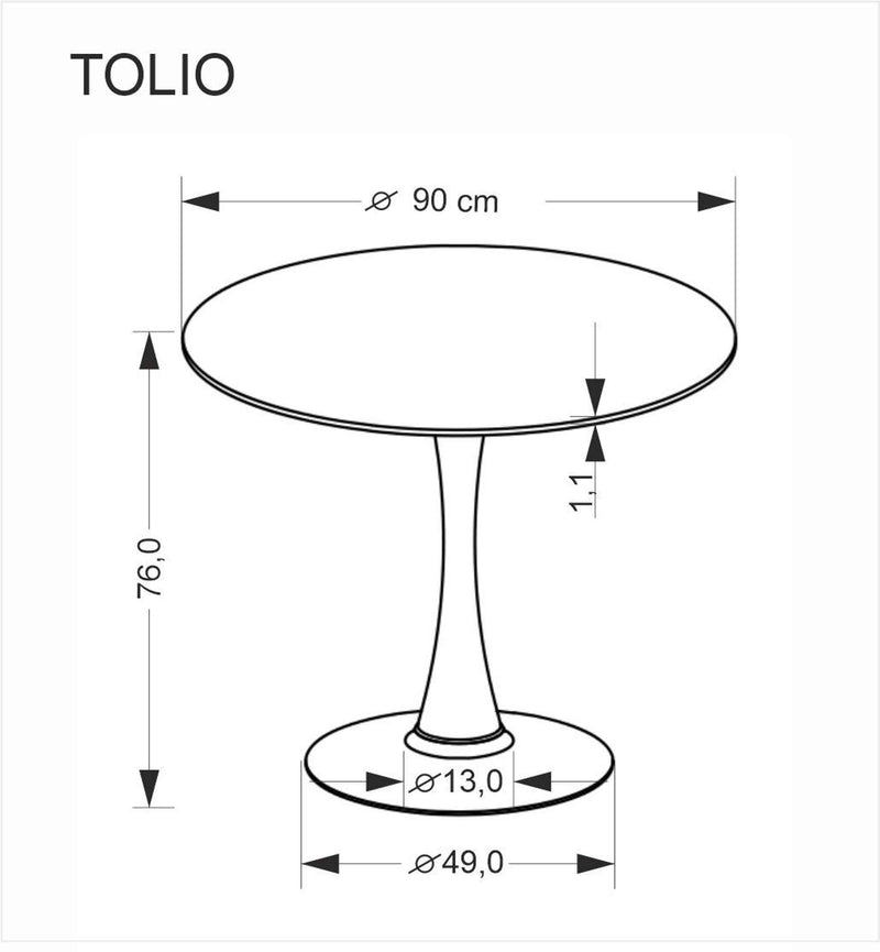 Dimenzije - Stol Tolio