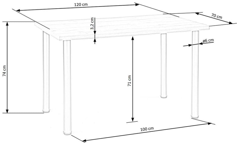 Dimenzije - Stol Modex