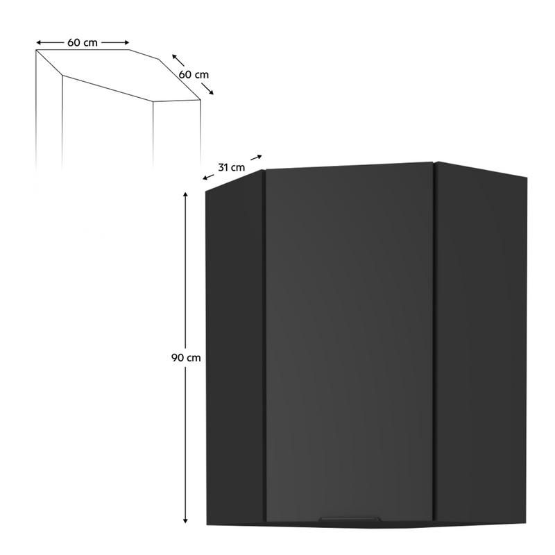 Dimenzije - Gornji kuhinjski ormarić Siber 60X60 GN-90 1F (45)