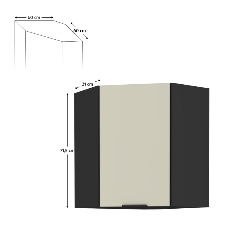 Dimenzije - Gornji kuhinjski ormarić Araka 60×60 GN-72 1F