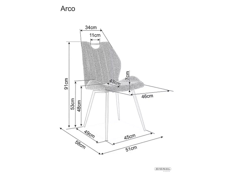 Dimenzije - Stolica Arco
