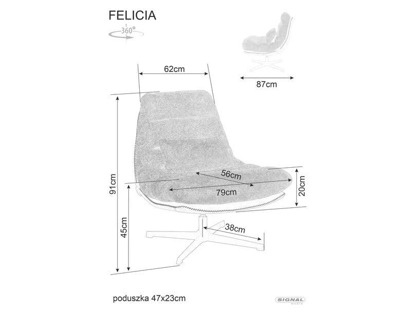 Dimenzije - Fotelja Felicia Raven