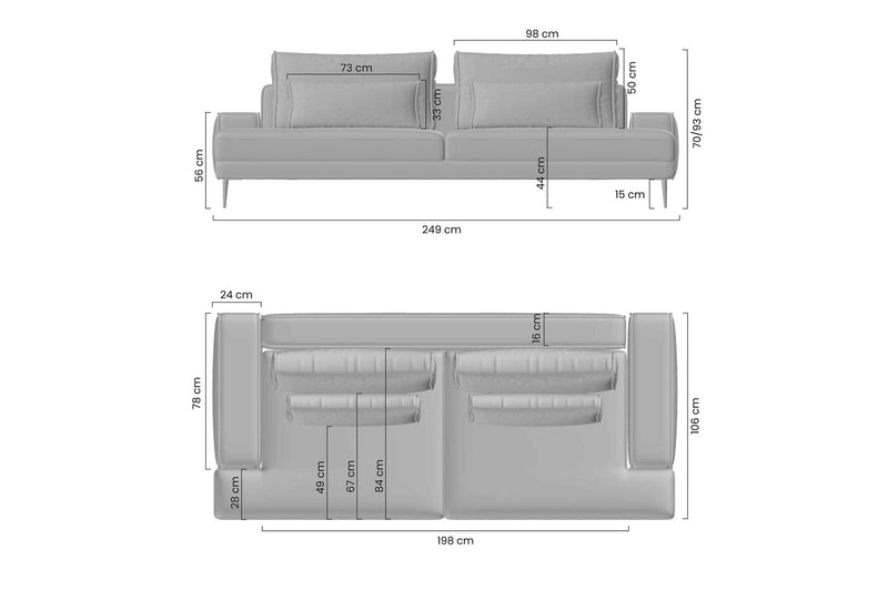 Dimenzije - Sofa Nicole