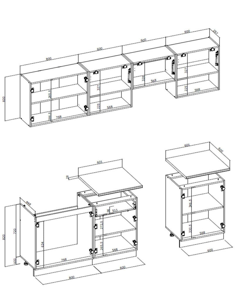 Dimenzije - Blok kuhinja Viola 260