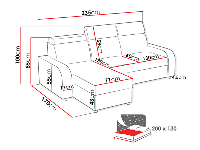 Dimenzije - Kutna garnitura Oslo