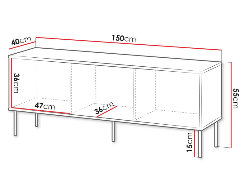 Dimenzije - RTV Tresse 150 3D