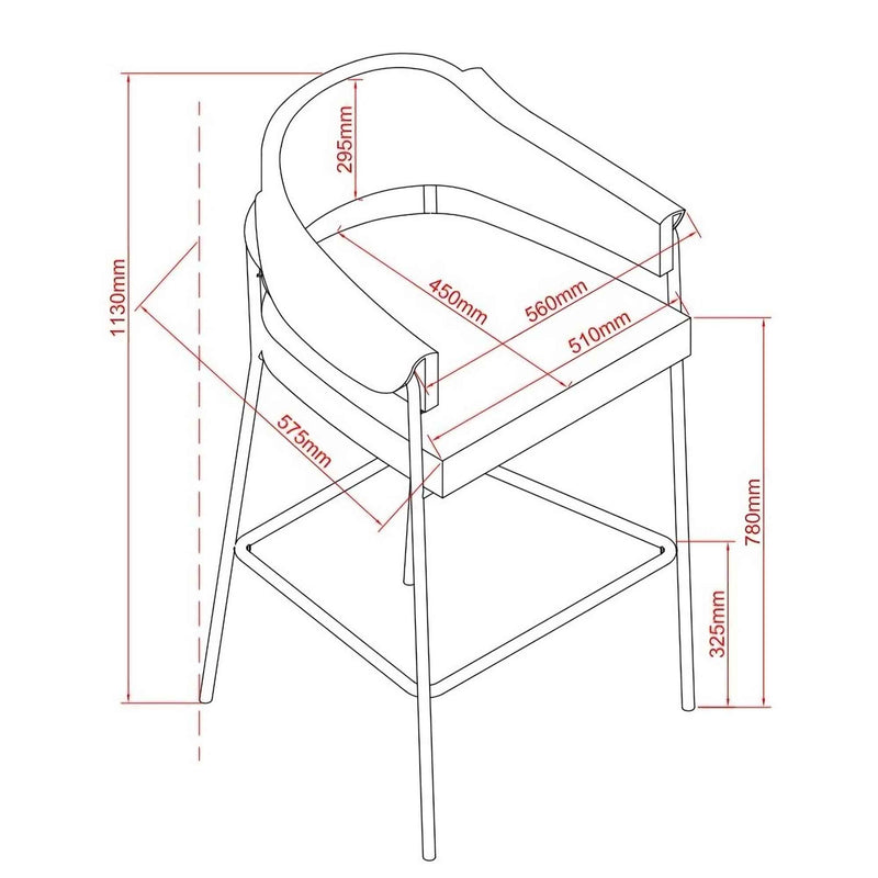 Dimenzije - Barska stolica Slambar
