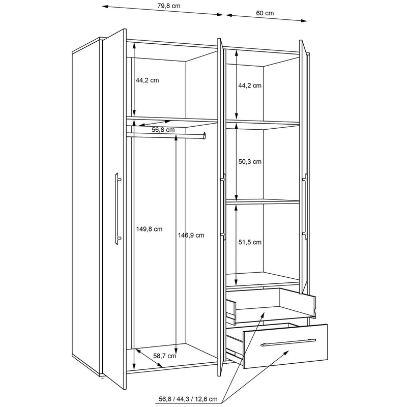 Dimenzije - Ormar Mokkaris MKSS833-C830