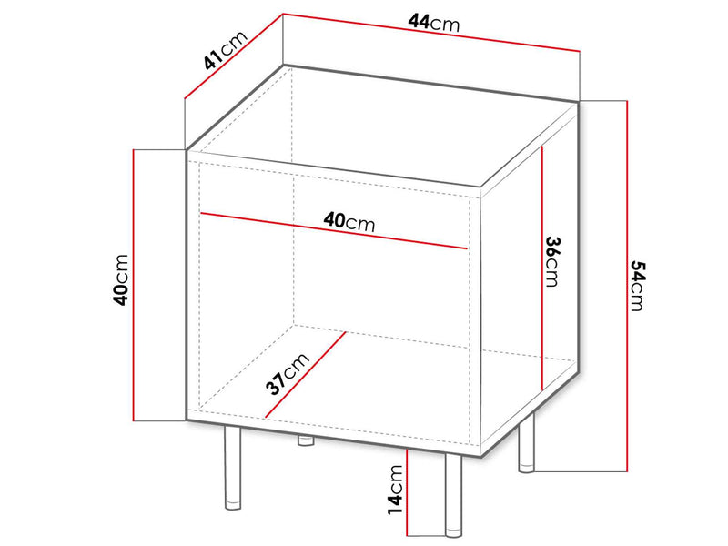 Dimenzije - Set noćnih ormarića Hole
