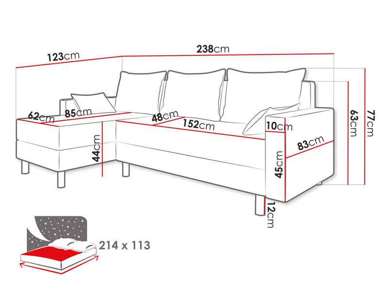 Dimenzije - Kutna garnitura Brick