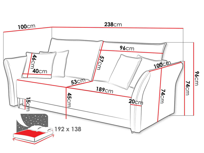 Dimenzije - Sofa Bregi