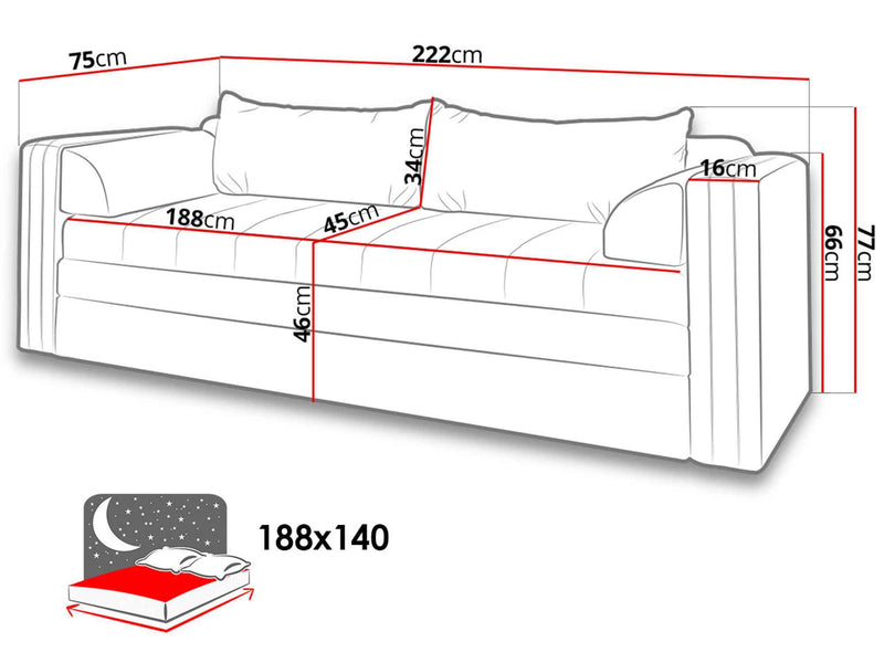 Dimenzije - Sofa Euforia