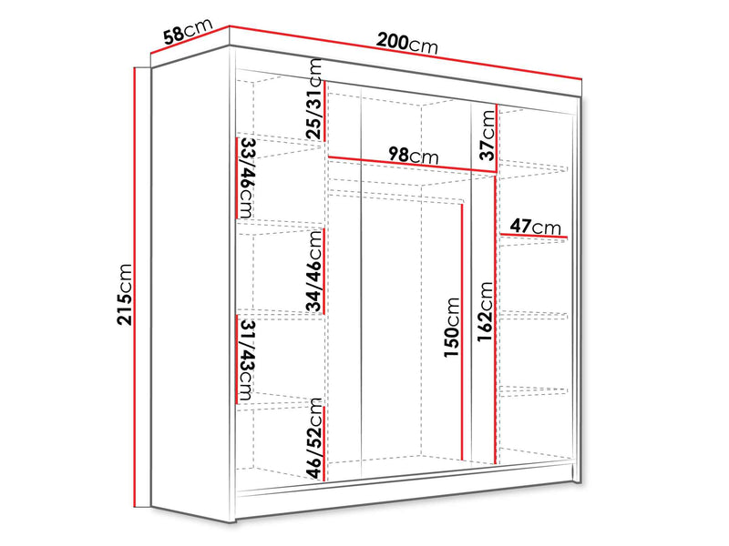 Dimenzije - Ormar Evo 200 VII