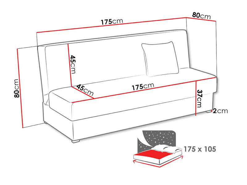Dimenzije - Sofa Adela Mini