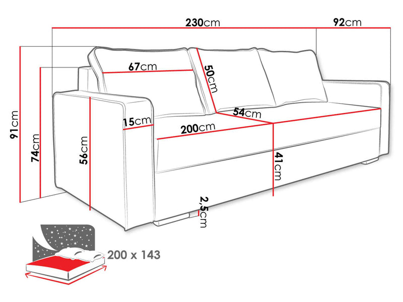 Dimenzije - Sofa Beno