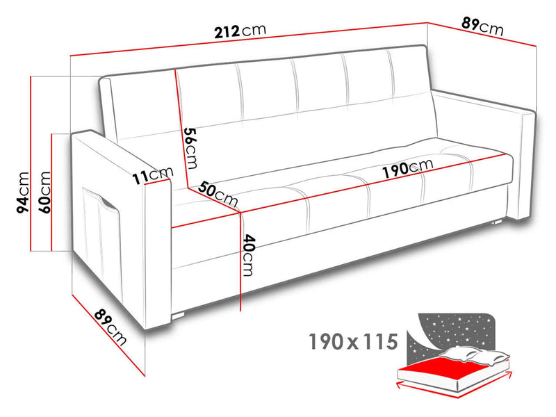 Dimenzije - Sofa Bona