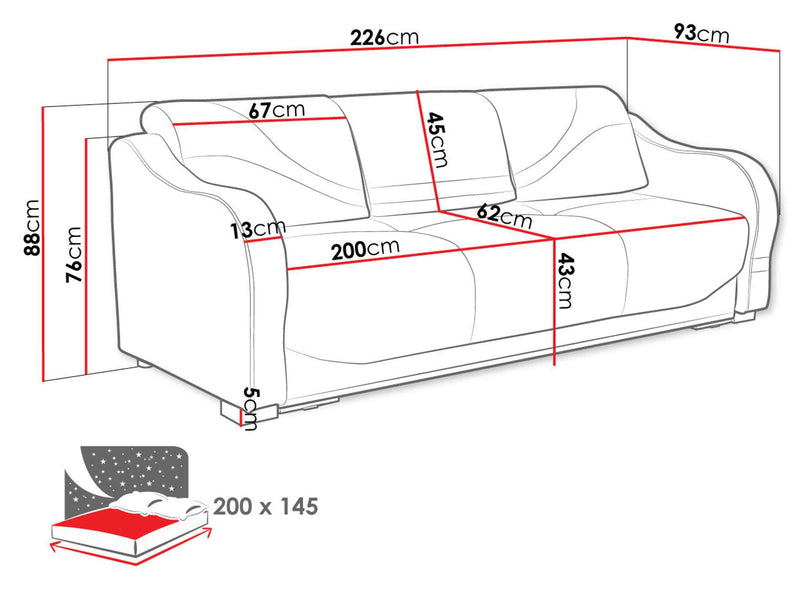 Dimenzije - Sofa Karmen