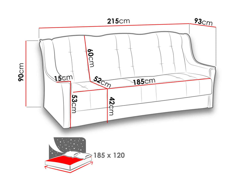 Dimenzije - Sofa Niagara