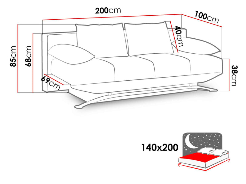 Dimenzije - Sofa Olier