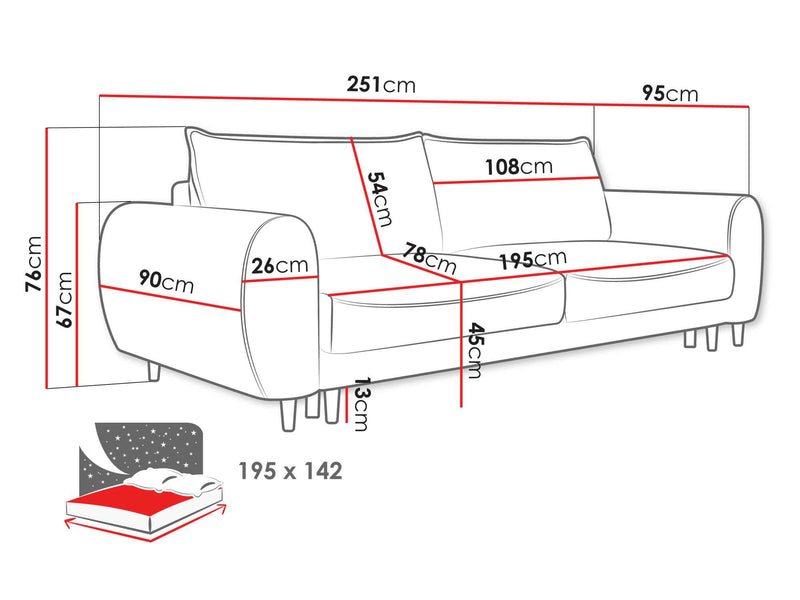 Dimenzije - Sofa Sonia MB