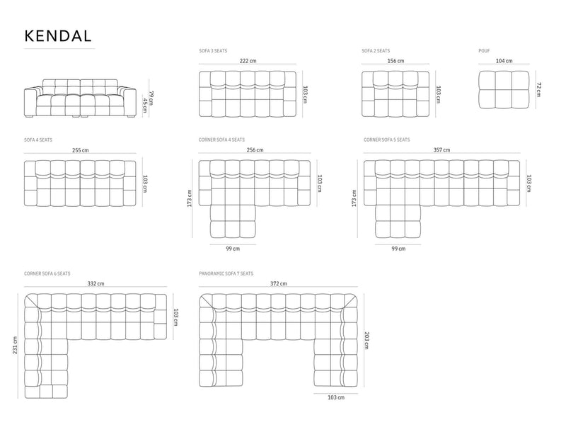 Dimenzije - Sofa Kendal 4S