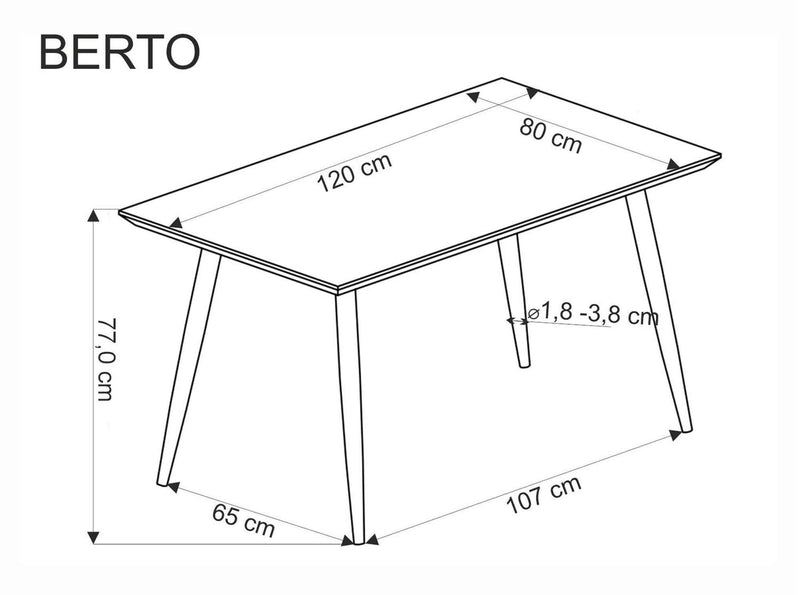 Dimenzije - Stol Berto