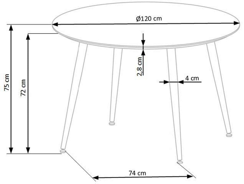Dimenzije - Stol Embos