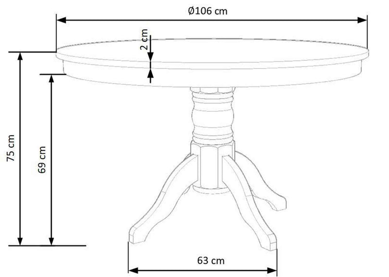Dimenzije - Stol Gloster