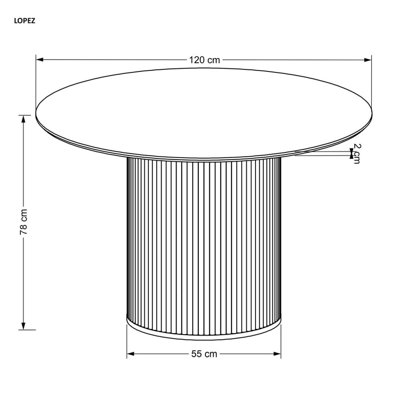 Dimenzije - Stol Lopez