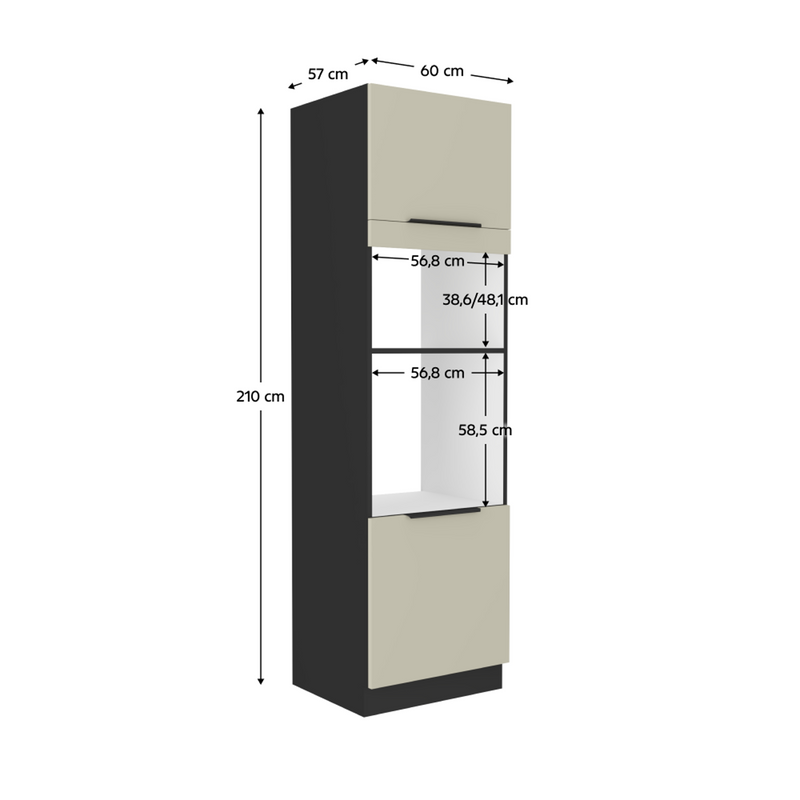 Dimenzije - Kuhinjska kolona kuhinje Araka 60 DPM-210 2F