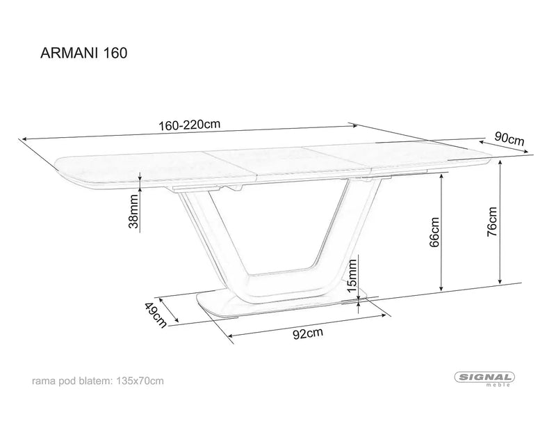 Dimenzije - Stol Armani